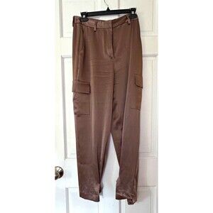 Aritzia Babaton Refined Satin Cargo Pants 6 Deep Taupe High Rise Utility buckle